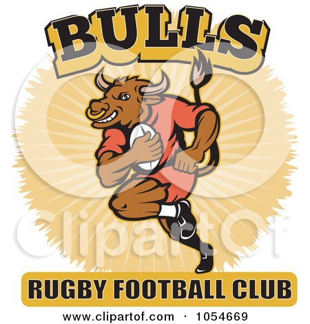 Royalty-Free Vector Clip Art Illustration of a Rugby Bull Football Club Icon by patrimonio