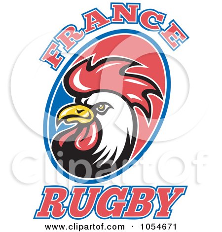 Royalty-Free Vector Clip Art Illustration of a France Rugby Rooster by patrimonio