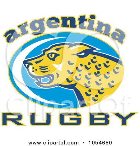Royalty-Free Vector Clip Art Illustration of an Argentina Rugby Jaguar - 2 by patrimonio