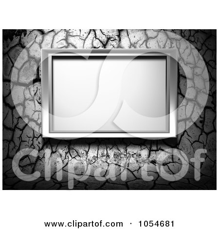 Royalty-Free Clip Art Illustration of a Grungy Gray Wall And A Metal Frame by chrisroll
