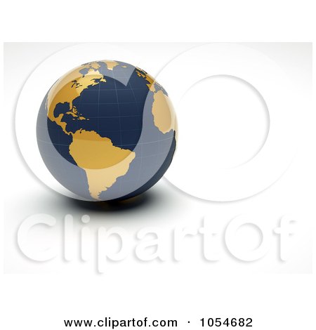 Royalty-Free Clip Art Illustration of a 3d Golden And Blue Globe by chrisroll
