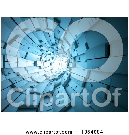 Royalty-Free Clip Art Illustration of a 3d Blue Time tunnel by chrisroll