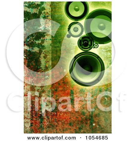 Royalty-Free Clip Art Illustration of Green Speakers Over Rust by chrisroll