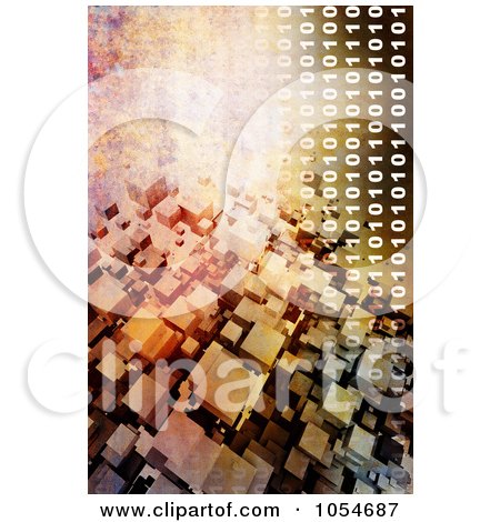 Royalty-Free Clip Art Illustration of a Background of Binary, Cubes And Rust by chrisroll