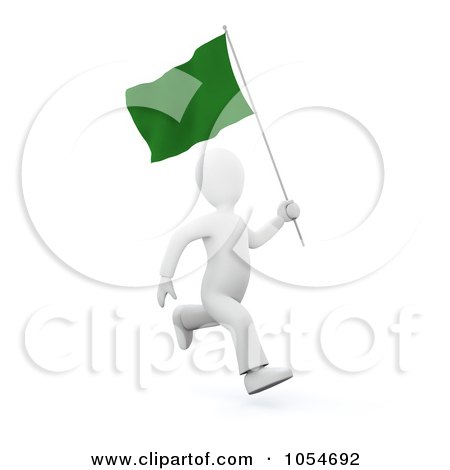 Royalty-Free Clip Art Illustration of a 3d White Person Running With A Lybian Flag by chrisroll