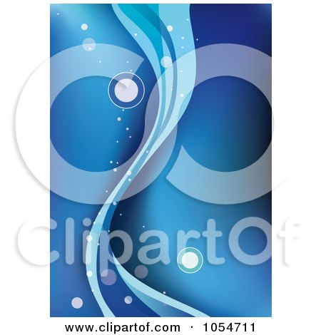 Royalty-Free Clip Art Illustration of a Background Of Bubbles And Blue Waves by chrisroll