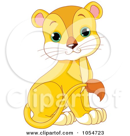 Royalty-Free Vector Clip Art Illustration of a Cute Baby Female Lion by Pushkin