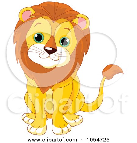 Royalty-Free Vector Clip Art Illustration of a Cute Baby Male Lion by Pushkin