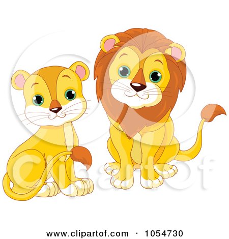 Royalty-Free Vector Clip Art Illustration of a Digital Collage Of Cute Baby Lions by Pushkin