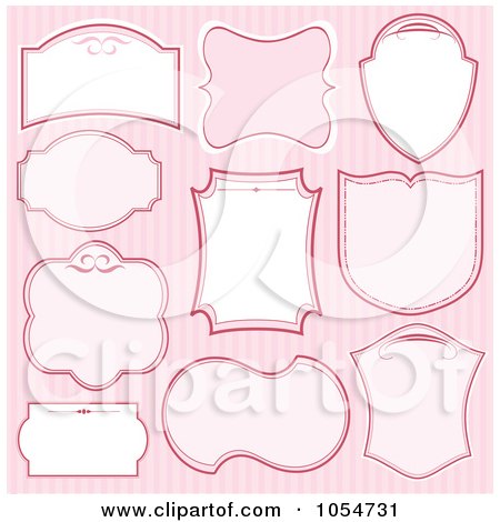 Royalty-Free Vector Clip Art Illustration of a Digital Collage Of Pink And White Frames On Stripes by Pushkin