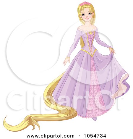 Royalty-Free Vector Clip Art Illustration of a Long Haired Blond Princess In A Purple Dress by Pushkin