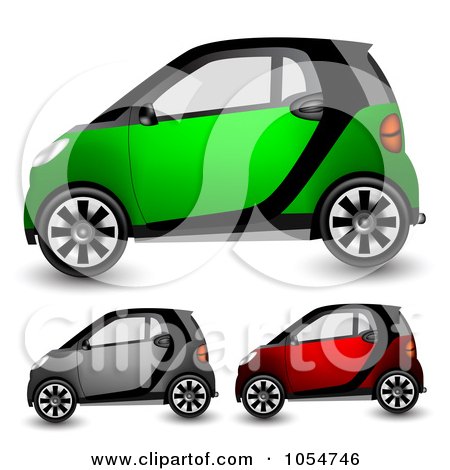 Royalty-Free Vector Clip Art Illustration of a Digital Collage Of Tiny Compact Cars by vectorace