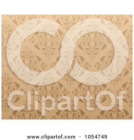 Royalty-Free Vector Clip Art Illustration of a Horizontal Ornate Seamless Tan Background by vectorace