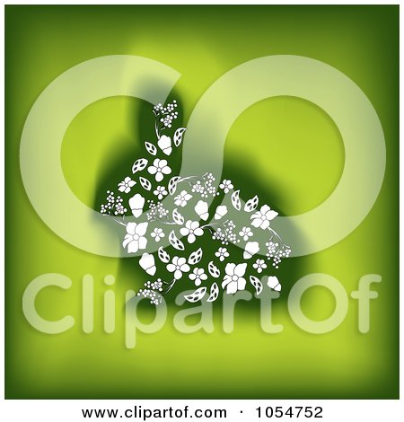 Royalty-Free Vector Clip Art Illustration of a Floral Easter Bunny On Green by vectorace