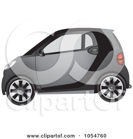 Royalty-Free Vector Clip Art Illustration of a Tiny Compact Gray Car by vectorace