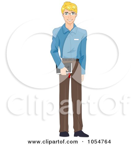 Royalty-Free Vector Clip Art Illustration of a Friendly Pastor Holding A Bible by BNP Design Studio