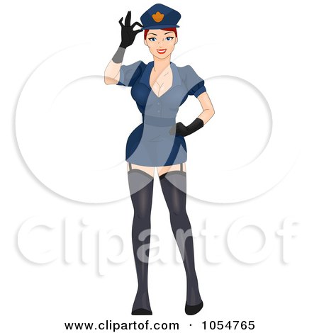 Royalty-Free Vector Clip Art Illustration of a Sexy Female Police Officer Pinup by BNP Design Studio