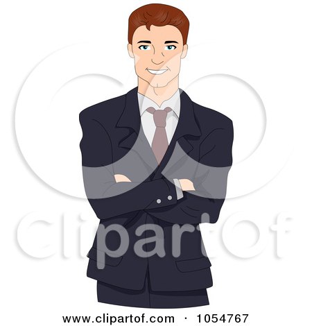 Royalty-Free Vector Clip Art Illustration of an Executive Businessman With Folded Arms by BNP Design Studio