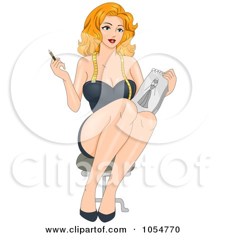 Royalty-Free Vector Clip Art Illustration of a Sexy Female Fashion Designer Pinup by BNP Design Studio