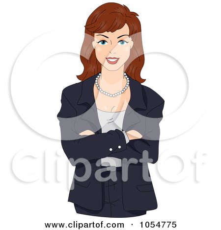 Royalty-Free Vector Clip Art Illustration of a Brunette Businesswoman With Folded Arms by BNP Design Studio