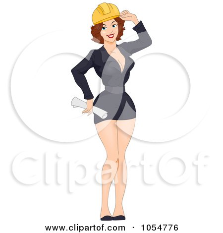 Royalty-Free Vector Clip Art Illustration of a Sexy Female Engineer Pinup by BNP Design Studio