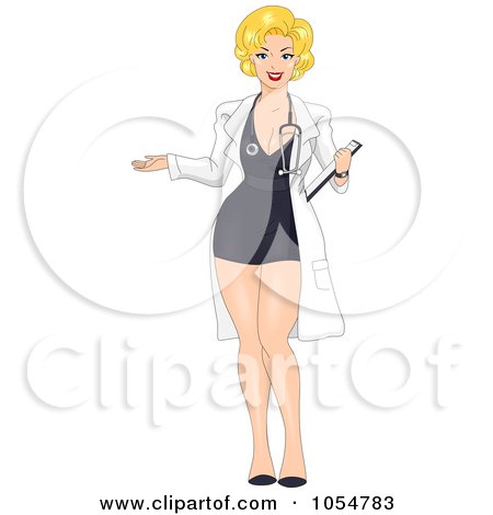 Royalty-Free Vector Clip Art Illustration of a Sexy Retro Female Doctor Pinup by BNP Design Studio