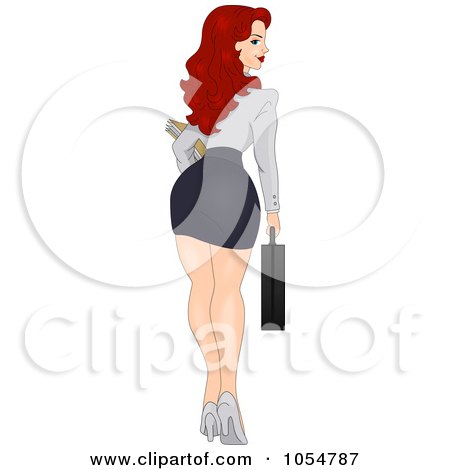 Royalty-Free Vector Clip Art Illustration of a Sexy Red Haired Secretary Pinup by BNP Design Studio