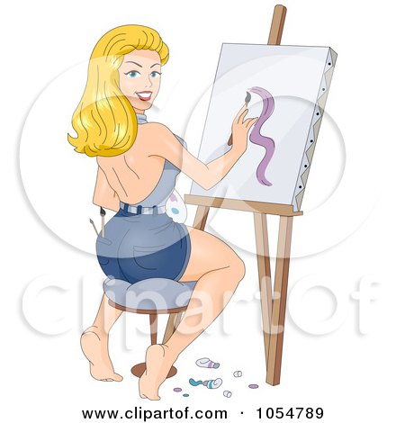 Royalty-Free Vector Clip Art Illustration of a Sexy Female Artist Pinup by BNP Design Studio