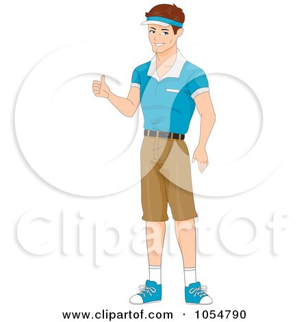 Royalty-Free Vector Clip Art Illustration of a Man Holding A Thumb Up by BNP Design Studio