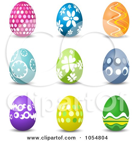 Royalty-Free Vector Clip Art Illustration of a Digital Collage Of Easter Eggs And Shadows by KJ Pargeter