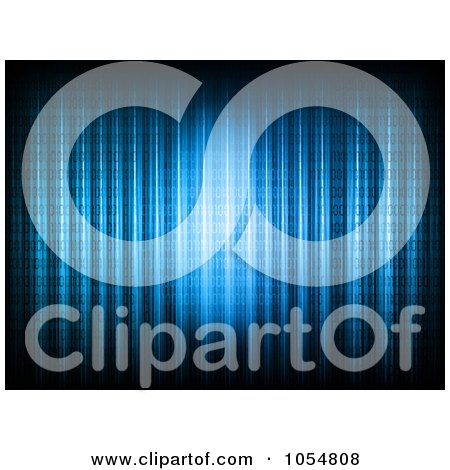 Royalty-Free Vector Clip Art Illustration of a Blue Background Of Lines And Binary Code by KJ Pargeter
