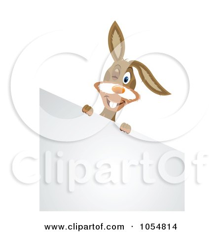 Royalty-Free Vector Clip Art Illustration of a Winking Rabbit Over A Corner Easter Sign by vectorace
