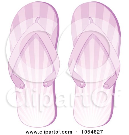 Royalty-Free Vector Clip Art Illustration of a Pair Of Purple Ray Flip Flops by elaineitalia