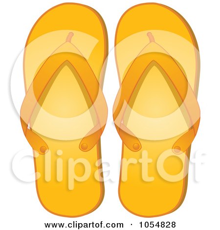 Royalty-Free Vector Clip Art Illustration of a Pair Of Orange Flip Flops by elaineitalia