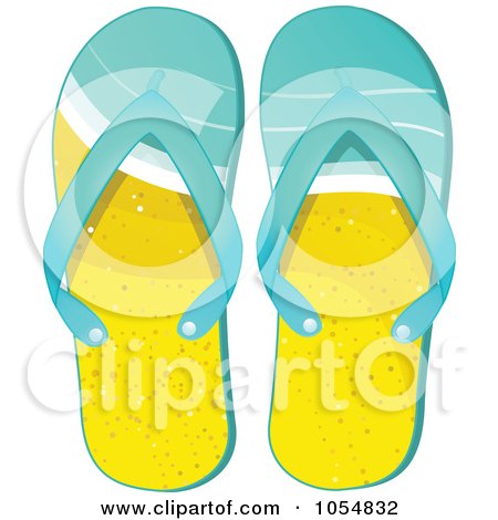 Royalty-Free Vector Clip Art Illustration of a Pair Of Sand And Surf Flip Flops by elaineitalia