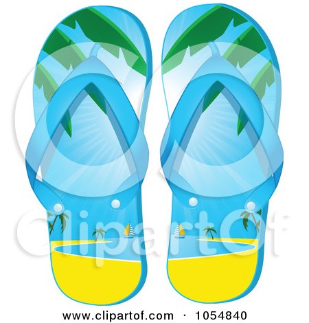 Royalty-Free Vector Clip Art Illustration of a Pair Of Beach Flip Flops by elaineitalia