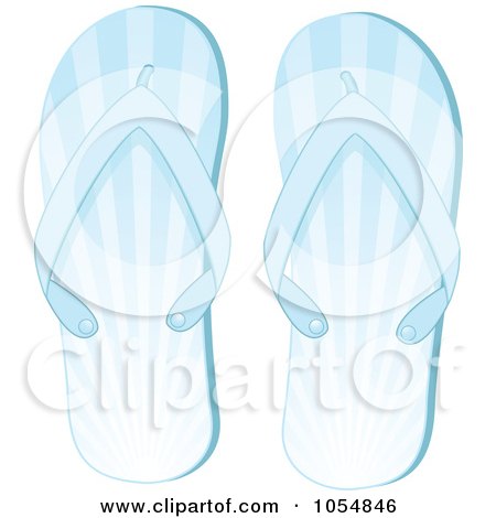 Royalty-Free Vector Clip Art Illustration of a Pair Of Blue Ray Flip Flops by elaineitalia