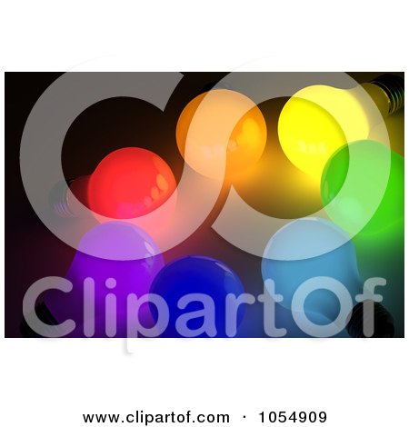 Royalty-Free Clip Art Illustration of a 3d Circle Of Colorful Light Bulbs by stockillustrations