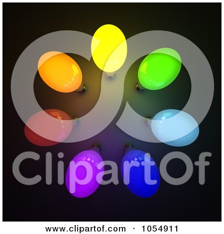 Royalty-Free Clip Art Illustration of 3d Colorful Light Bulbs In A Circle by stockillustrations