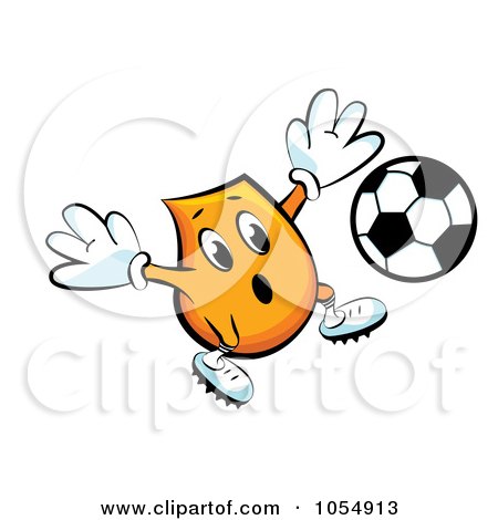 Royalty-Free Vector Clip Art Illustration of an Orange Blinky Soccer Player by MilsiArt
