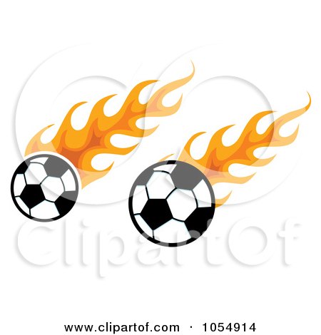 Royalty-Free Vector Clip Art Illustration of Flaming Soccer Balls by MilsiArt