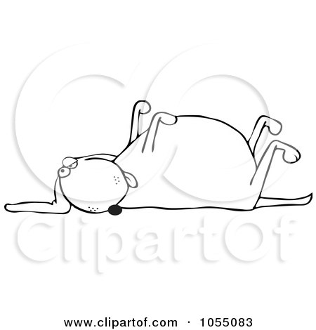 Royalty-Free Vetor Clip Art Illustration of an Outline Of A Dog Playing Dead by djart