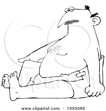 Royalty-Free Vetor Clip Art Illustration of a Coloring Page Outline Of A Man In A Diaper by djart