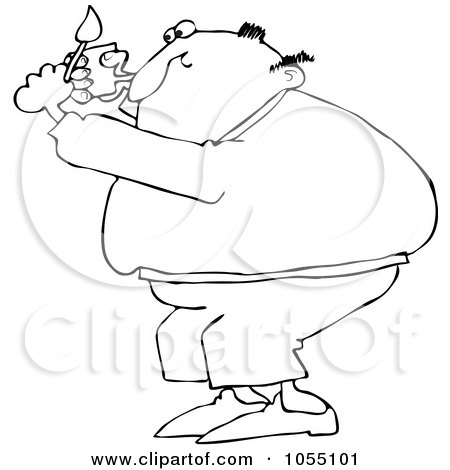 Royalty-Free Vetor Clip Art Illustration of a Coloring Page Outline Of A Man Lighting A Pipe by djart