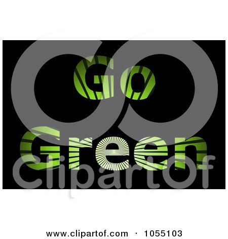 Royalty-Free Clip Art Illustration of Ray Textured Go Green Text On Black by oboy