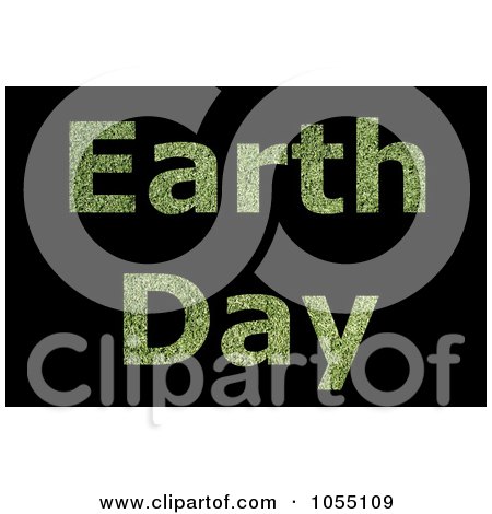 Royalty-Free Clip Art Illustration of Green, Grass Textured Earth Day Text On Black by oboy