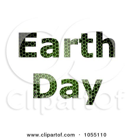 Royalty-Free Clip Art Illustration of Green, Grid Textured Earth Day Text by oboy
