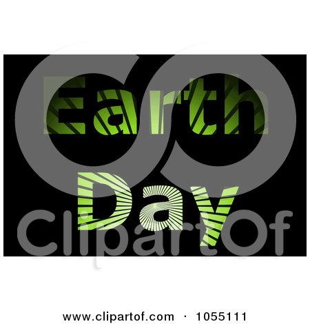 Royalty-Free Clip Art Illustration of Green, Grass Ray Earth Day Text On Black by oboy