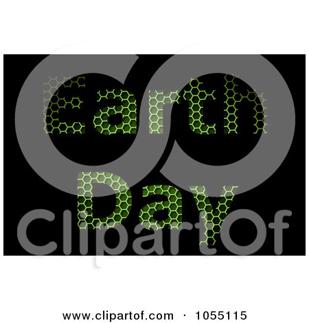 Royalty-Free Clip Art Illustration of Green, Grid Textured Earth Day Text On Black by oboy