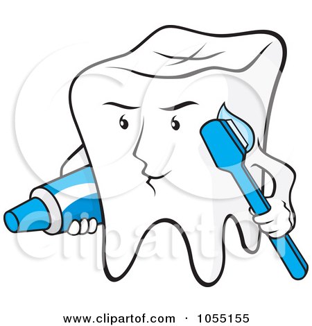 Royalty-Free Vector Clip Art Illustration of a Tooth Carrying A Brush And Paste by Any Vector